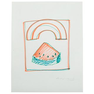 Andy Warhol. Orange & Turquoise Watermelon, Marker