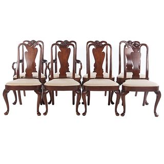 Set of 8 Hickory Chair Queen Anne Style Chairs