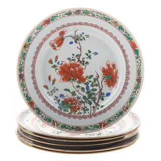 Set of Six Chinese Export Famille Verte Plates