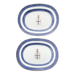 Pair Chinese Export Small Armorial Platters
