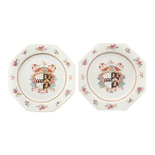 Pair Chinese Armorial Porcelain Plates