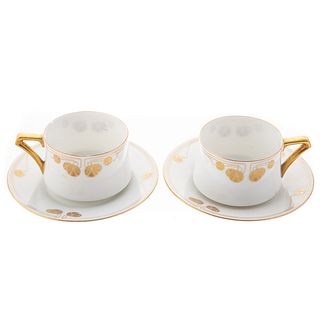 Pair Vienna Secessionist Porcelain Cups/Saucers