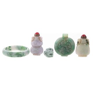 Five Asian Carved Jade Objects