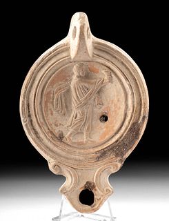 Very Fine Signed Roman Terracotta Oil Lamp w/ Figure