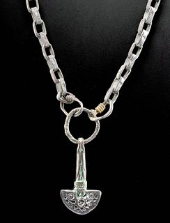 Viking Silver Chain Necklace w/ Thor's Hammer