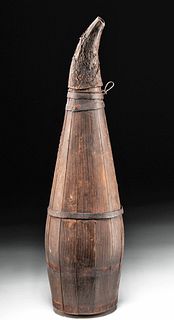 Rare Early 20th C. Mexican Wood & Horn Mezcal Pitcher