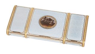 A RUSSIAN GOLD, GILT SILVER AND GUILLOCHE ENAMEL NECESSAIRE, SUMIN, 3RD ARTEL, ST. PETERSBURG, 1908-1917 