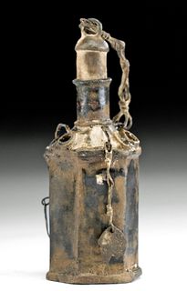 Miniature 14th C. Islamic Brass Snuff Container