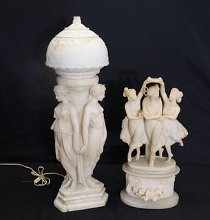 2 Marble Figural Lamp Sculptures.