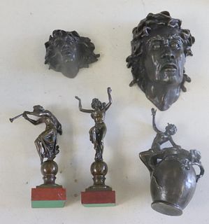 Lot Of 5 Antique Bronze Sculptures.