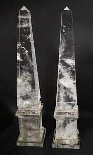 Two Rock Crystal Obelisks.