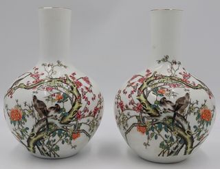 Pair of 20th C Famille Rose Vases.