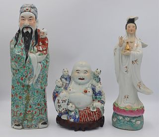 (3) Assorted Enamel Decorated Porcelain Figures.
