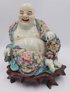 Chinese Famille Rose Smiling Buddha.