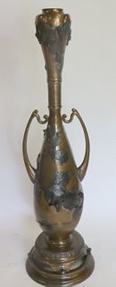 Large Japanese Mixed Metal Urn on Stand.