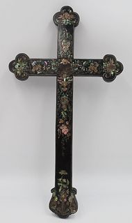 Large Chinese Mother of Pearl Inlaid Cross.
