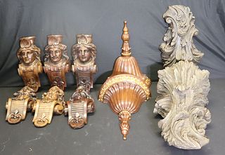 4 Pairs Of Antique Carved Wood Elements