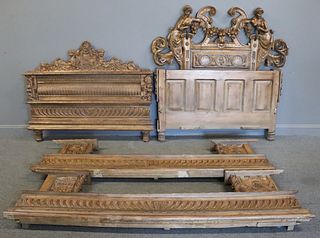 Antique Highly Carved Italian Bed With Nude