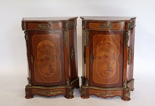 Vintage Pair Of Bow Front End Tables.