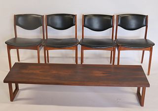 4 Danish Midcentury Chairs Together with A