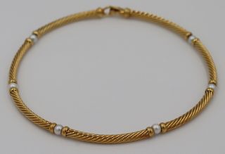 JEWELRY. David Yurman 18kt Gold & Pearl Necklace.