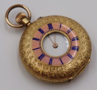 JEWELRY. 18kt Gold and Guilloche Enamel Pocket