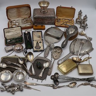 SILVER. Large Group of Assorted Silver & Objects.