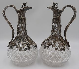 SILVERPLATE. Pair of Royal Doulton Decanters.