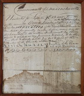Nantucket, September 9th 1835 Deed of Purchase of Land from the Reformed Methodist Church for One Dollar