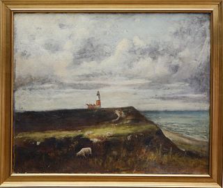 William Ferdinand Macy Oil on Canvas "Sankaty Light", circa 1885