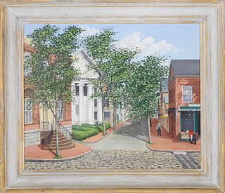 Julian Yates Oil on Canvas "Center and Main Street - Nantucket"