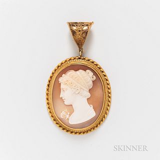 18kt Gold and Cameo Pendant