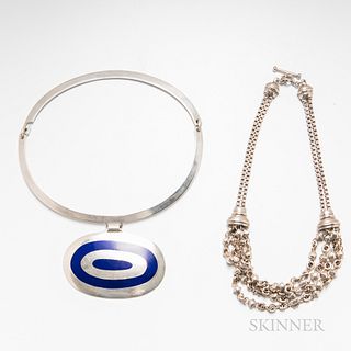 Dinesen Sterling Silver and Enameled Torque