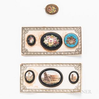 Seven Micromosaic Brooches