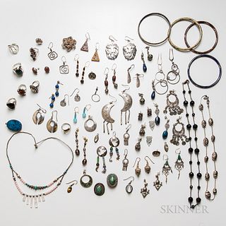 Group of Mostly Silver Costume Jewelry