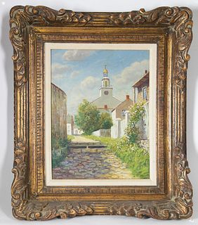 William Paskell Oil on Canvas "Stone Alley - Nantucket"
