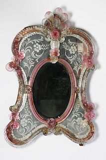 Venetian Colored Glass Framed Dressing Mirror, 19th Century