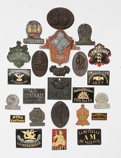 Collection of Polychrome Metal Fire Insurance Marks, 18th & 19th Century