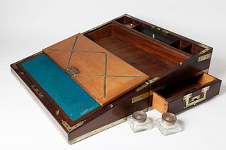 English Brass Bound Mahogany Traveling Desk Box, circa 1820