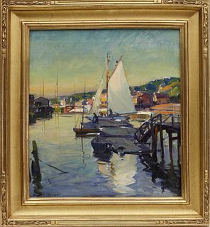 Emile Albert Gruppe Oil on Canvas "The Float, Gloucester"