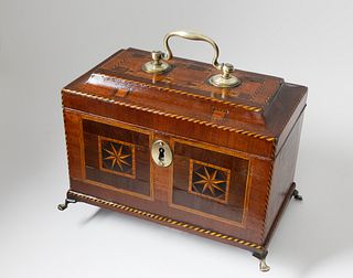 English Chippendale Inlaid Tea Caddy, 18th Century