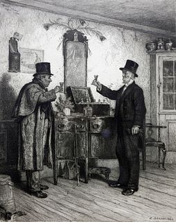 James D. Smillie After Eastman Johnson Etching "A Glass with the Squire"