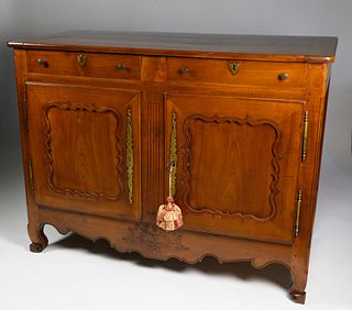 French Provincial Cherry and Pearwood Buffet, 18th Century