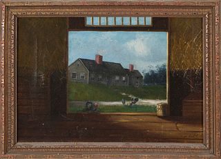 William Coffin Oil on Canvas "A View from the Barn", circa 1880