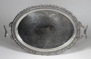 Sheffield Silver Plated Serving Tray, 19th Century,