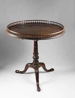George II Mahogany Gallery Birdcage Tilt-top Table, circa 1750