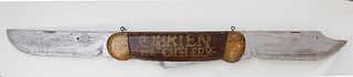 Very Large “Obrien Fine Cutlery” Folk Art Double Sided Trade Sign