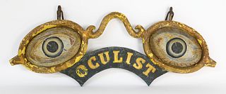 Cast Iron Paint Decorated Figural “Oculist” Trade Sign