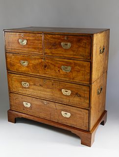 British Regency Camphorwood and Brass Bound Campaign Chest of Drawers, circa 1820-1840