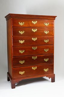 American Chippendale Cherry and Pine Tall Chest, circa 1790